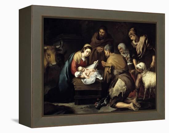 The Adoration of the Shepherds, Ca. 1657-Bartolome Esteban Murillo-Framed Premier Image Canvas