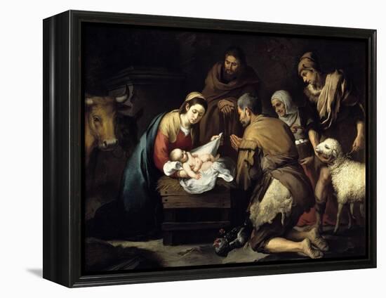 The Adoration of the Shepherds, Ca. 1657-Bartolome Esteban Murillo-Framed Premier Image Canvas