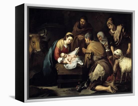 The Adoration of the Shepherds, Ca. 1657-Bartolome Esteban Murillo-Framed Premier Image Canvas