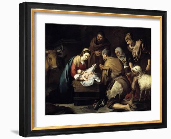 The Adoration of the Shepherds, Ca. 1657-Bartolome Esteban Murillo-Framed Giclee Print