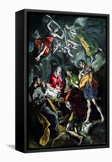 The Adoration of the Shepherds, from the Santo Domingo El Antiguo Altarpiece, circa 1603-14-El Greco-Framed Premier Image Canvas