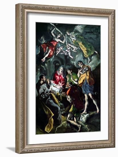 The Adoration of the Shepherds, from the Santo Domingo El Antiguo Altarpiece, circa 1603-14-El Greco-Framed Giclee Print