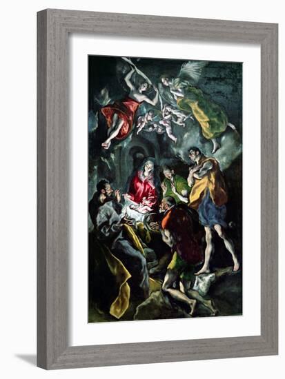 The Adoration of the Shepherds, from the Santo Domingo El Antiguo Altarpiece, circa 1603-14-El Greco-Framed Giclee Print