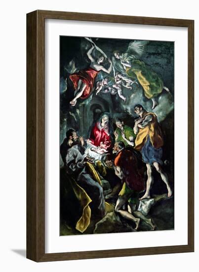 The Adoration of the Shepherds, from the Santo Domingo El Antiguo Altarpiece, circa 1603-14-El Greco-Framed Giclee Print