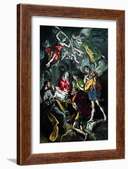 The Adoration of the Shepherds, from the Santo Domingo El Antiguo Altarpiece, circa 1603-14-El Greco-Framed Giclee Print