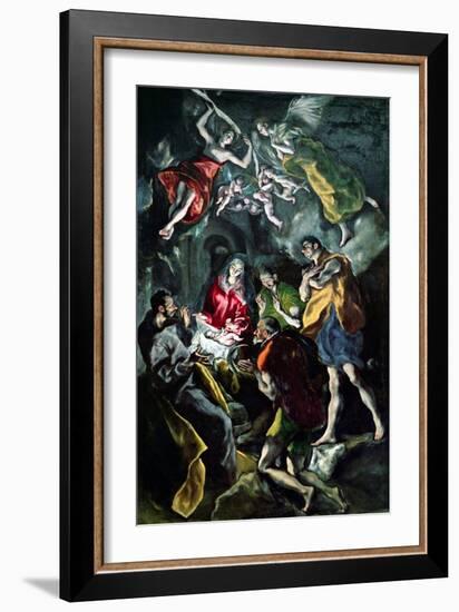 The Adoration of the Shepherds, from the Santo Domingo El Antiguo Altarpiece, circa 1603-14-El Greco-Framed Giclee Print