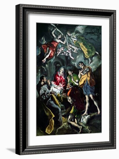 The Adoration of the Shepherds, from the Santo Domingo El Antiguo Altarpiece, circa 1603-14-El Greco-Framed Giclee Print