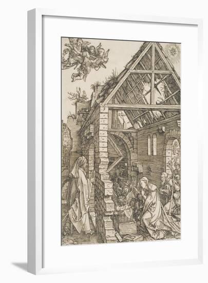 The Adoration of the Shepherds, from the Series "The Life of the Virgin", C.1502-03-Albrecht Dürer-Framed Giclee Print