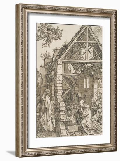 The Adoration of the Shepherds, from the Series "The Life of the Virgin", C.1502-03-Albrecht Dürer-Framed Giclee Print