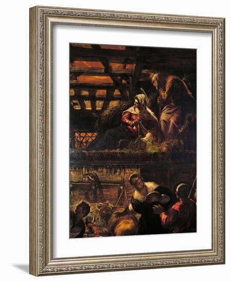 The Adoration of the Shepherds (Nativity)-Jacopo Robusti Tintoretto-Framed Giclee Print