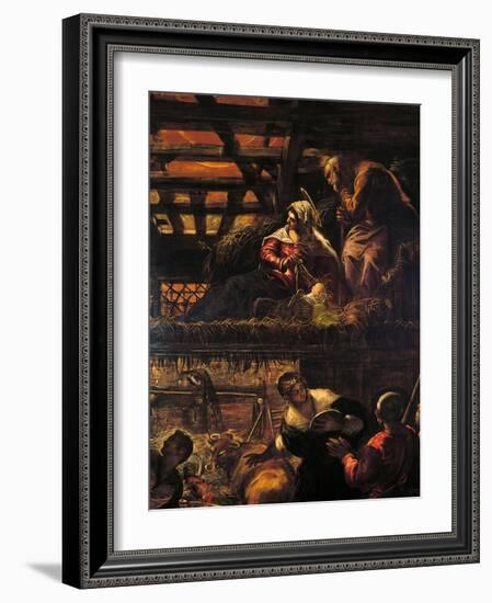 The Adoration of the Shepherds (Nativity)-Jacopo Robusti Tintoretto-Framed Giclee Print