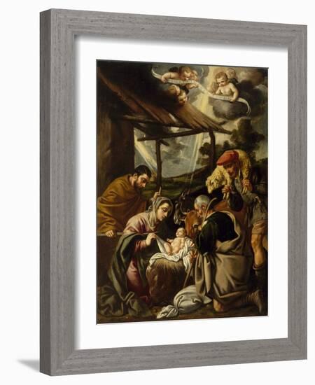 The Adoration of the Shepherds (Oil on Canvas)-Pedro Orrente-Framed Giclee Print