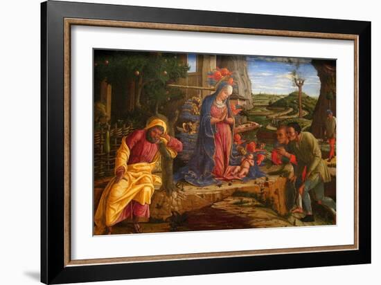 The Adoration of the Shepherds, Shortly after 1451-Andrea Mantegna-Framed Art Print