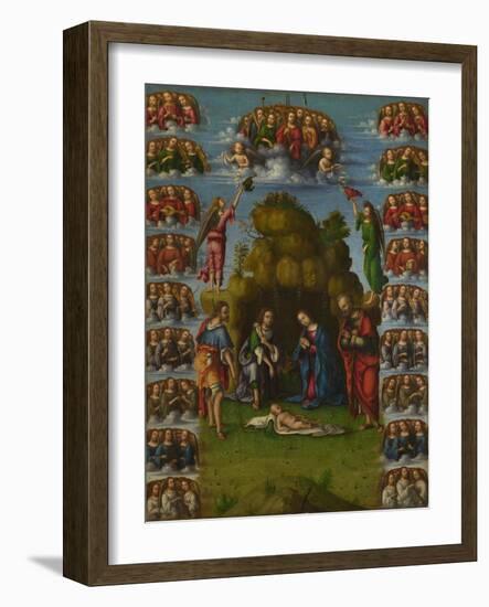 The Adoration of the Shepherds with Angels, 1499-Lorenzo Costa-Framed Giclee Print