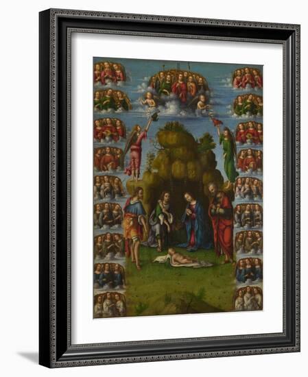 The Adoration of the Shepherds with Angels, 1499-Lorenzo Costa-Framed Giclee Print