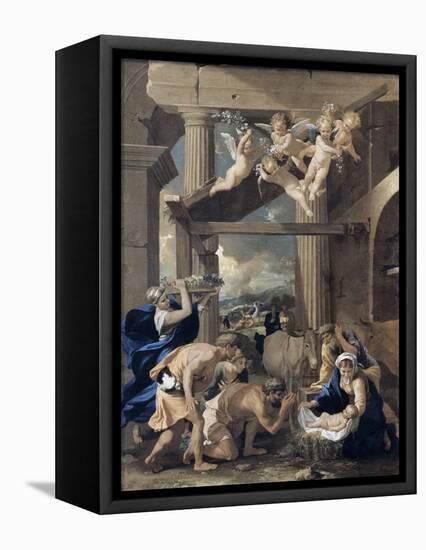 The Adoration of the Shepherds-Nicolas Poussin-Framed Premier Image Canvas