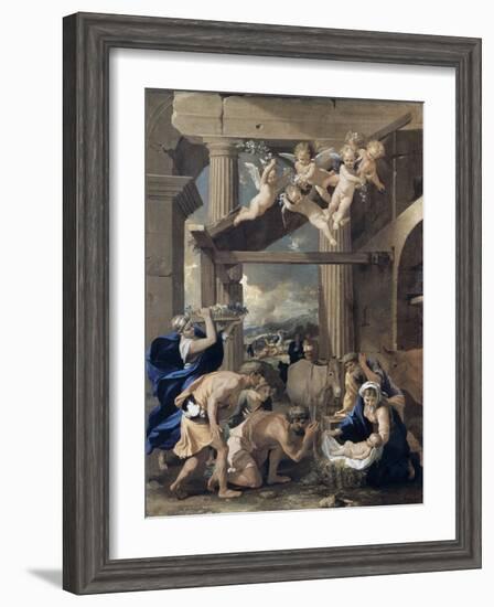 The Adoration of the Shepherds-Nicolas Poussin-Framed Giclee Print