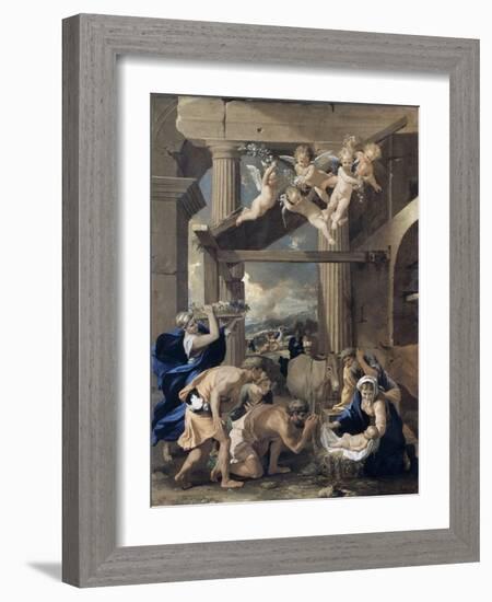 The Adoration of the Shepherds-Nicolas Poussin-Framed Giclee Print