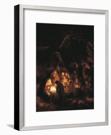The Adoration of the Shepherds-Rembrandt van Rijn-Framed Art Print