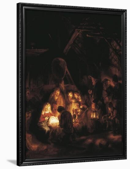 The Adoration of the Shepherds-Rembrandt van Rijn-Framed Art Print