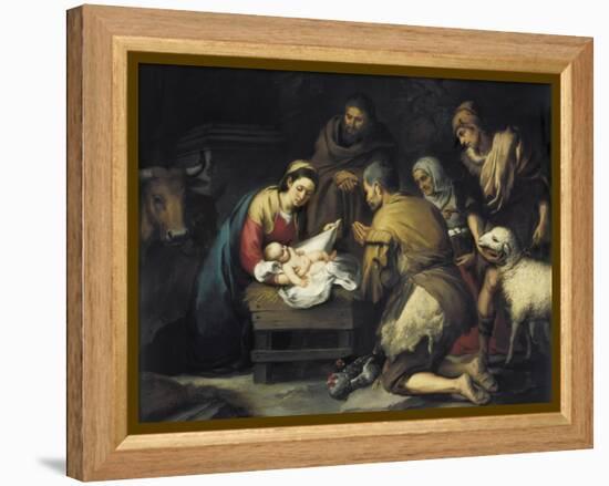 The Adoration of the Shepherds-Bartolome Esteban Murillo-Framed Stretched Canvas