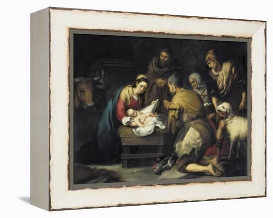 The Adoration of the Shepherds-Bartolome Esteban Murillo-Framed Stretched Canvas