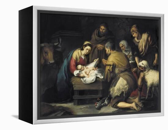 The Adoration of the Shepherds-Bartolome Esteban Murillo-Framed Stretched Canvas