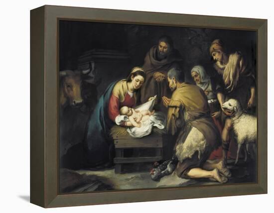 The Adoration of the Shepherds-Bartolome Esteban Murillo-Framed Stretched Canvas