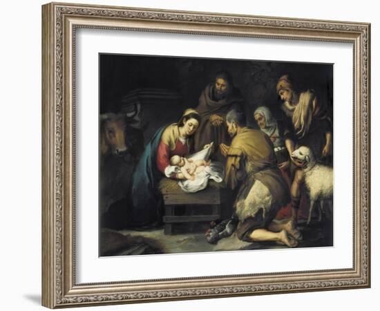 The Adoration of the Shepherds-Bartolome Esteban Murillo-Framed Art Print