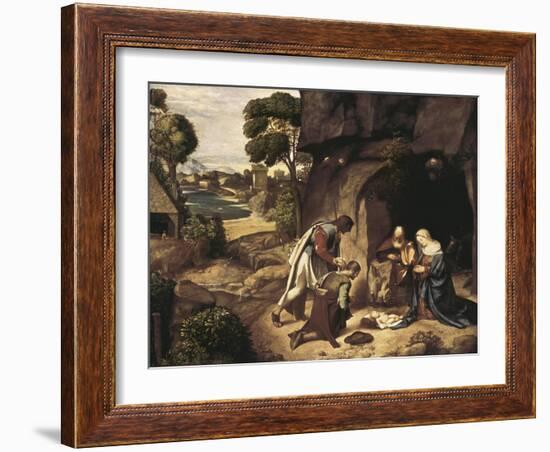 The Adoration of the Shepherds-Giorgione-Framed Art Print