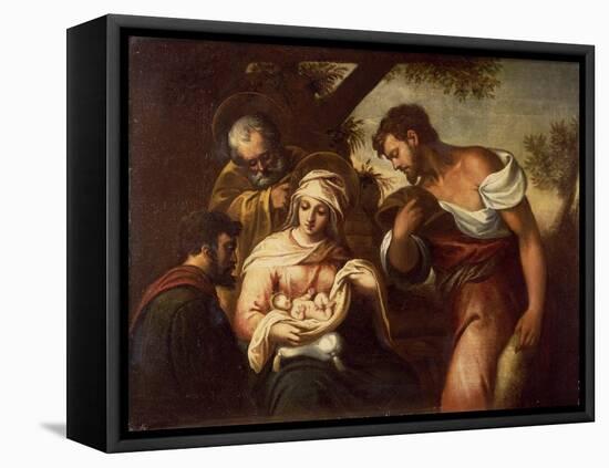 The Adoration of the Shepherds-Jacopo Robusti Tintoretto-Framed Premier Image Canvas