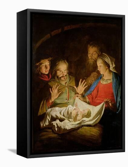 The Adoration of the Shepherds-Matthias Stomer-Framed Premier Image Canvas