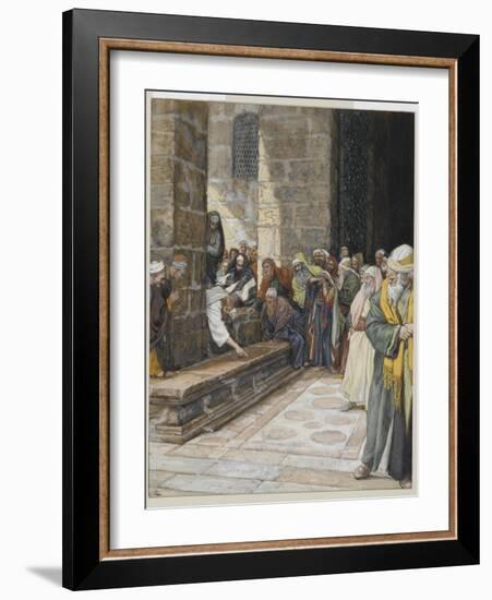 The Adulterous Woman - Christ Writing Upon the Ground-James Tissot-Framed Giclee Print