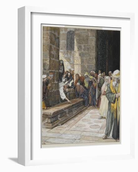 The Adulterous Woman - Christ Writing Upon the Ground-James Tissot-Framed Giclee Print