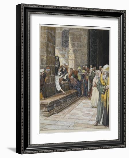 The Adulterous Woman - Christ Writing Upon the Ground-James Tissot-Framed Giclee Print