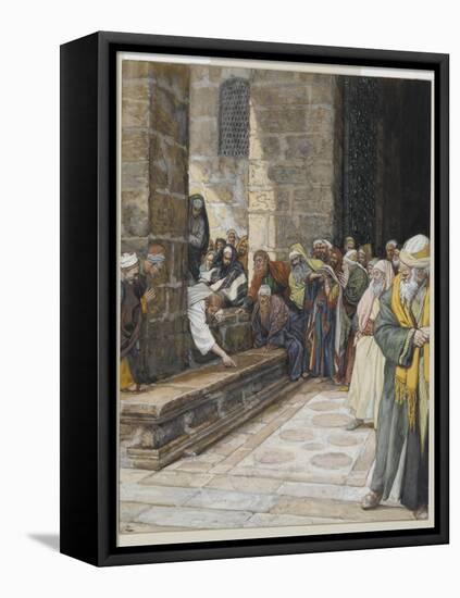 The Adulterous Woman - Christ Writing Upon the Ground-James Tissot-Framed Premier Image Canvas