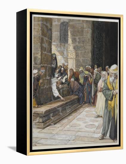 The Adulterous Woman - Christ Writing Upon the Ground-James Tissot-Framed Premier Image Canvas