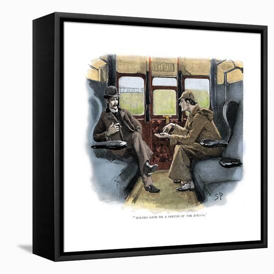 The Adventure of Silver Blaze, Holmes and Watson on Train-Sidney E Paget-Framed Premier Image Canvas