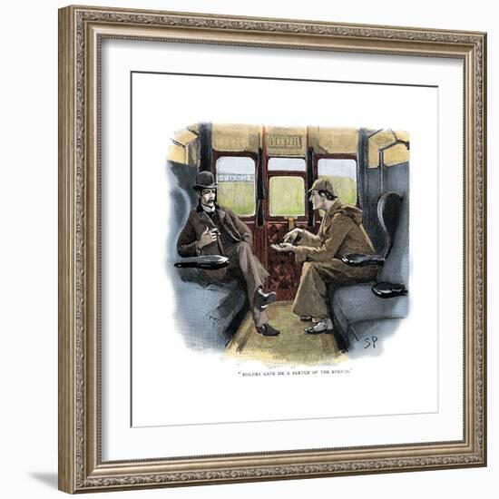 The Adventure of Silver Blaze, Holmes and Watson on Train-Sidney E Paget-Framed Giclee Print