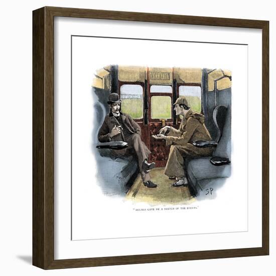 The Adventure of Silver Blaze, Holmes and Watson on Train-Sidney E Paget-Framed Giclee Print