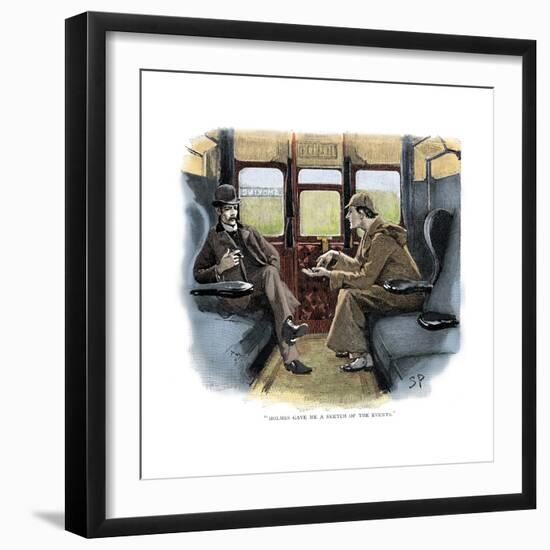 The Adventure of Silver Blaze, Holmes and Watson on Train-Sidney E Paget-Framed Giclee Print
