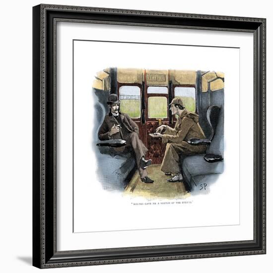 The Adventure of Silver Blaze, Holmes and Watson on Train-Sidney E Paget-Framed Giclee Print