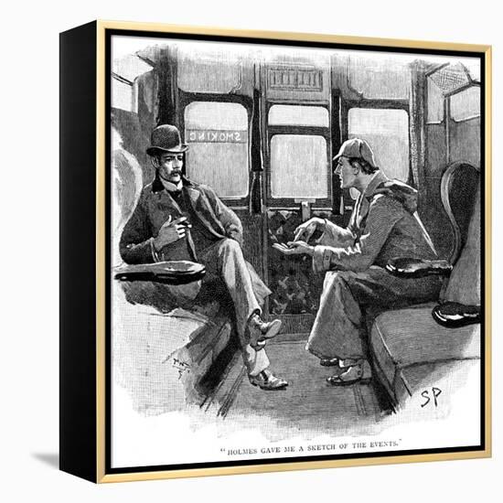 The Adventure of Silver Blaze, Holmes and Watson on Train-Sidney E Paget-Framed Premier Image Canvas