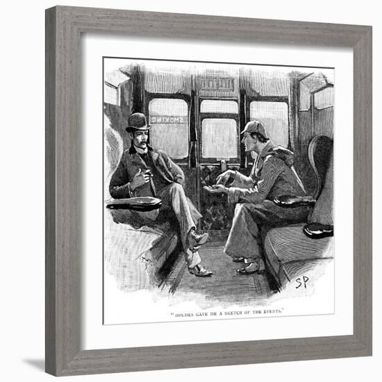 The Adventure of Silver Blaze, Holmes and Watson on Train-Sidney E Paget-Framed Giclee Print