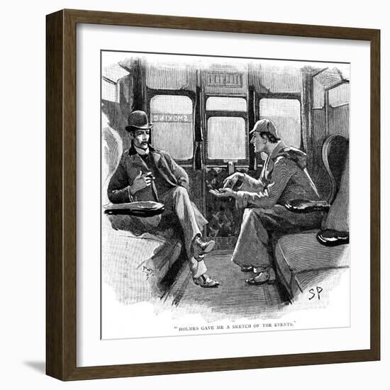 The Adventure of Silver Blaze, Holmes and Watson on Train-Sidney E Paget-Framed Giclee Print