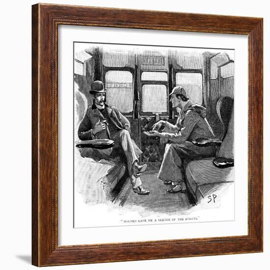 The Adventure of Silver Blaze, Holmes and Watson on Train-Sidney E Paget-Framed Giclee Print