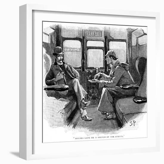 The Adventure of Silver Blaze, Holmes and Watson on Train-Sidney E Paget-Framed Giclee Print