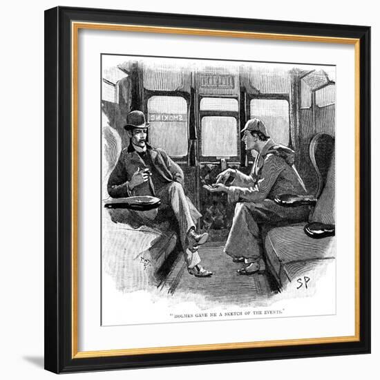 The Adventure of Silver Blaze, Holmes and Watson on Train-Sidney E Paget-Framed Giclee Print