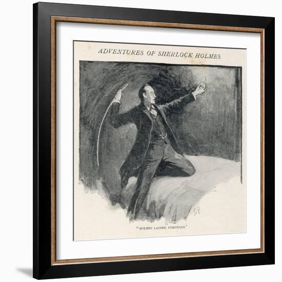 The Adventure of the Speckled Band, Sherlock Holmes Lashes out at the Band-Sidney Paget-Framed Photographic Print