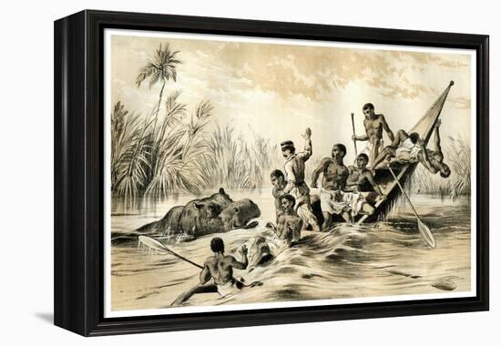 The Adventure with a Hippopotamus, 1883-null-Framed Premier Image Canvas